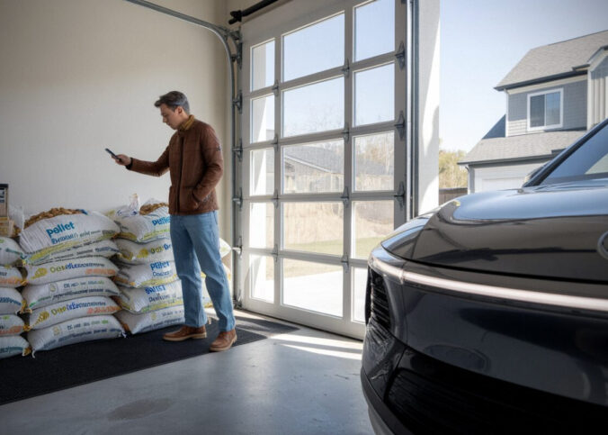 Un particulier compare les prix des pellets avant de stocker des sacs